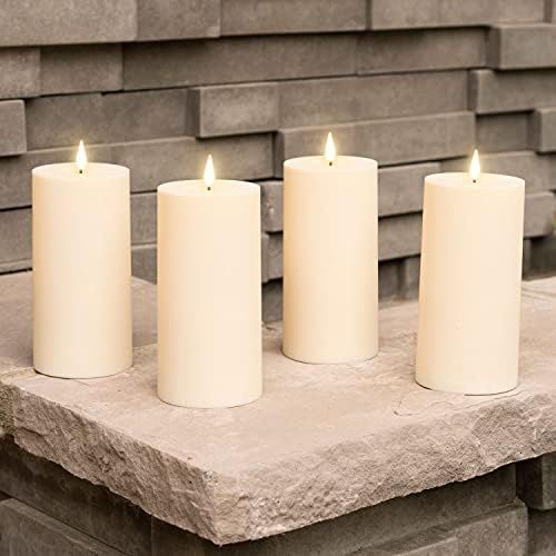 Outdoor Flameless Candles with Timer Waterproof - 4 Pack, 3x6 LED Pillar Set, Patio Decor, Batter... | Amazon (US)