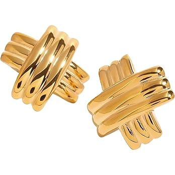 Criss-Cross X Gold Statement Earrings – Lightweight Modern Fashion Jewelry for Women | Amazon (US)