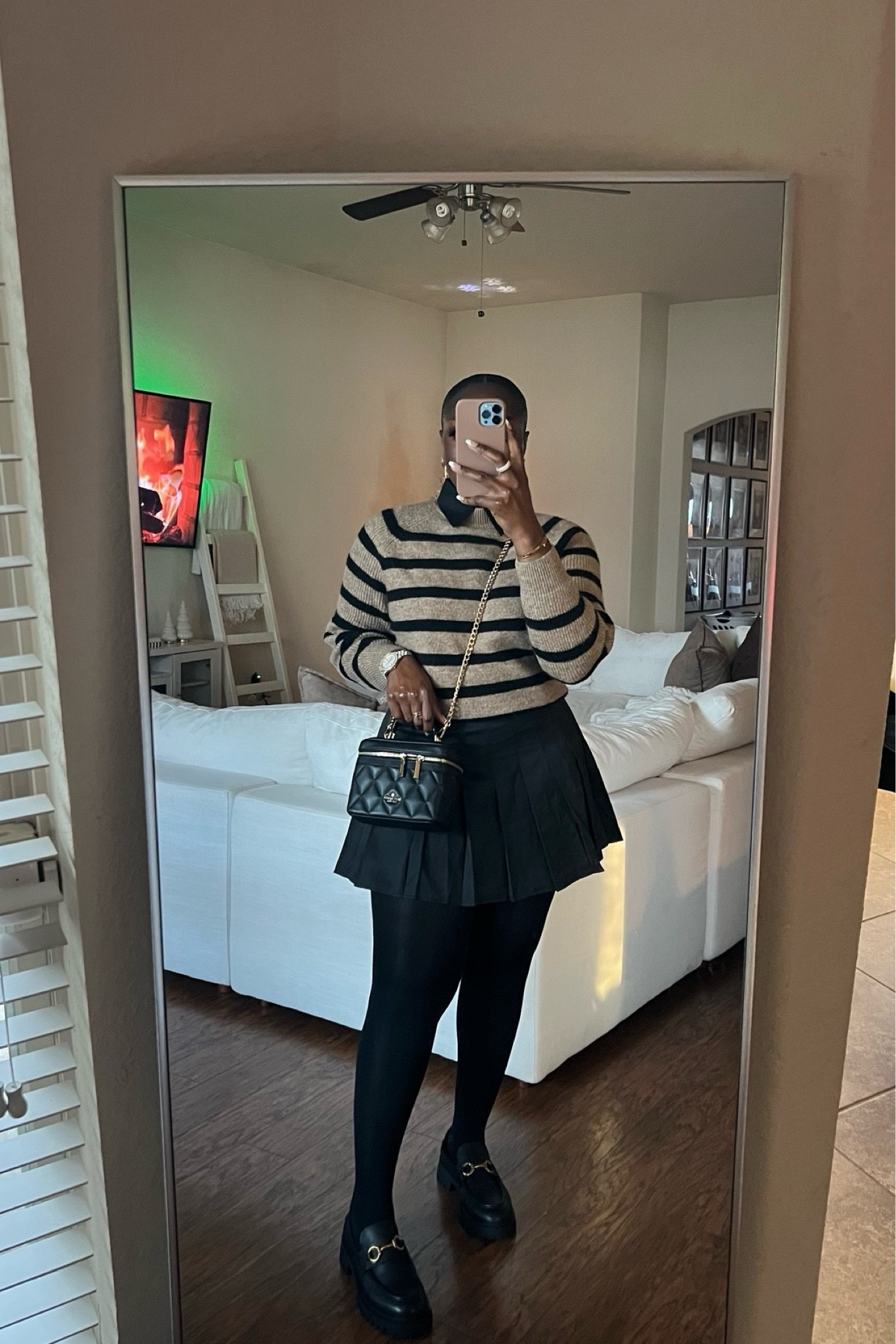 OOTD: Loving this look! The Amazon skirt (Medium) has shorts underneath which was a pleasant surprise. These collared shirts that aren’t really shirts are super cute and perfect for sweater weather! 

#LTKstyletip #LTKVideo