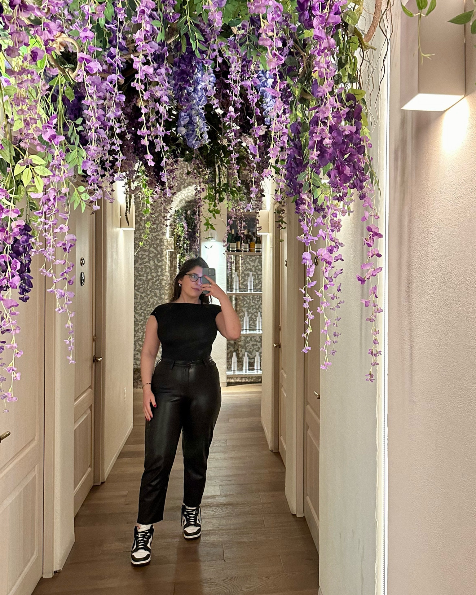 Chic black vegan leather outfit and a pair of Nike sneakers to make it fun for a nice dinner  

#LTKstyletip #LTKMostLoved #LTKmidsize