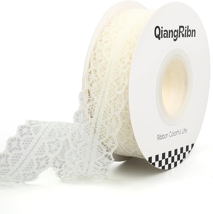 25 Yards Lace Ribbon, 1.2 Inch Cream White Lace Trim Ribbon Vintage for Gift Wrapping DIY Sewing ... | Amazon (US)
