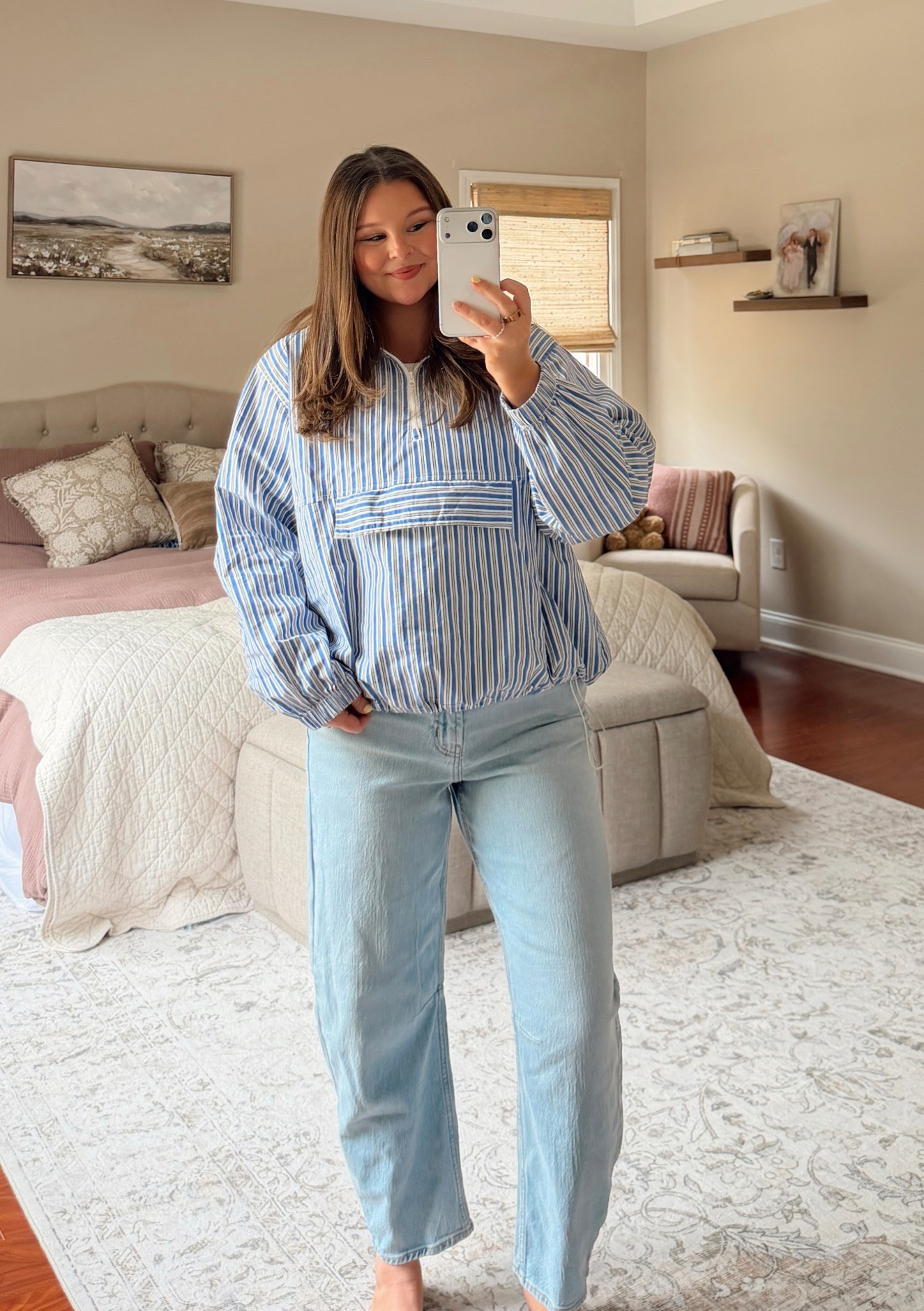 pullover hoodie + barrel jeans 

large & 4!