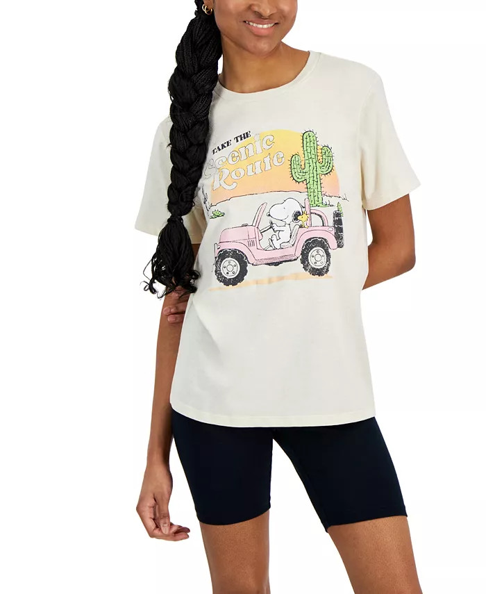 Grayson Threads, The Label Juniors' Snoopy Scenic Route Short-Sleeve T-Shirt - Macy's | Macy's