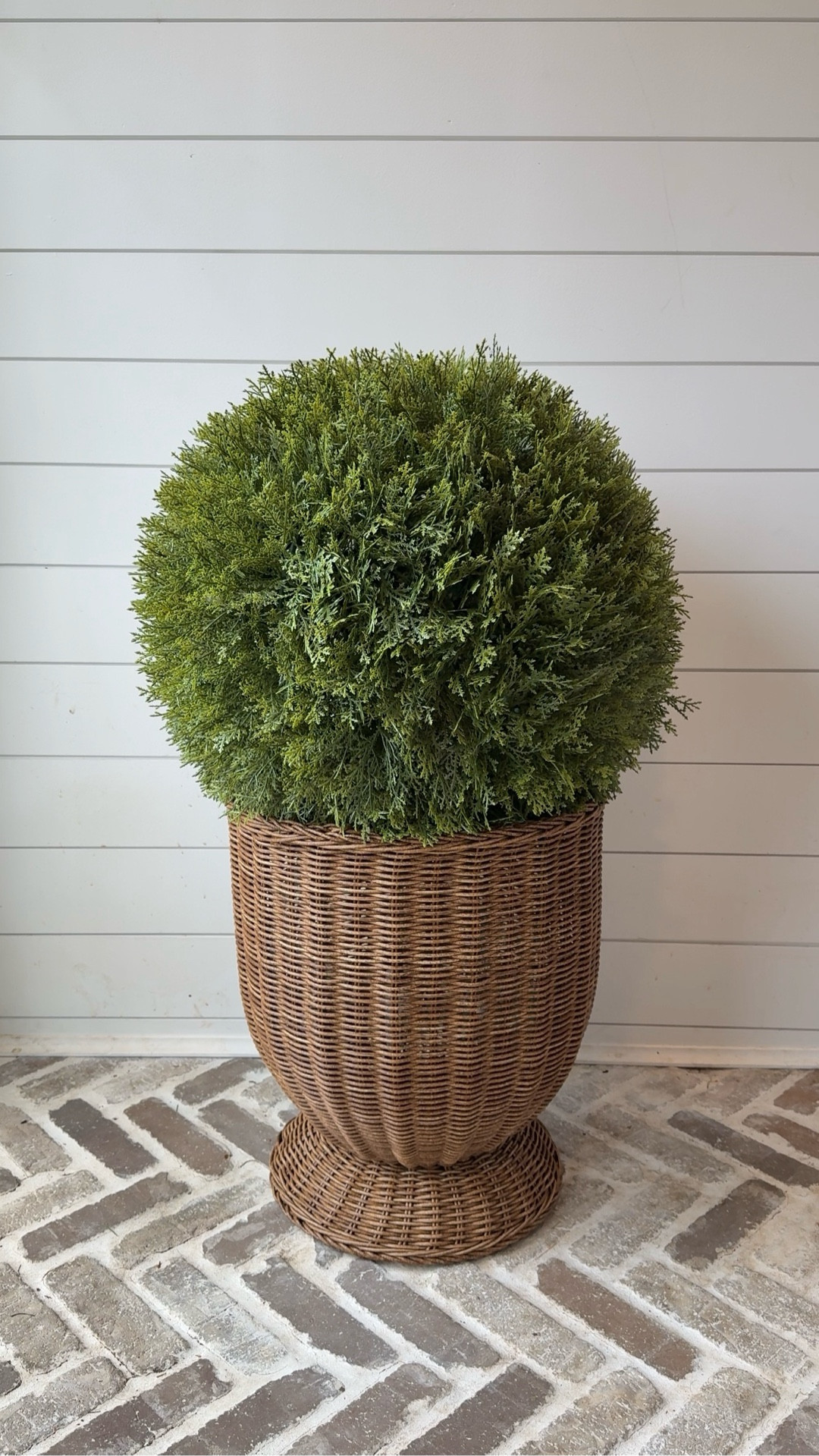My husband and I are very impressed with these Walmart outdoor patio finds. These artificial topiary ball bushes & rattan urn planters are from the My Texas House collection. They are at a higher price point, but completely worth every penny.  They are large at 21” in diameter, realistic, full, and well-made. These won’t last! 🌿

#LTKSaleAlert #LTKHome #LTKSeasonal