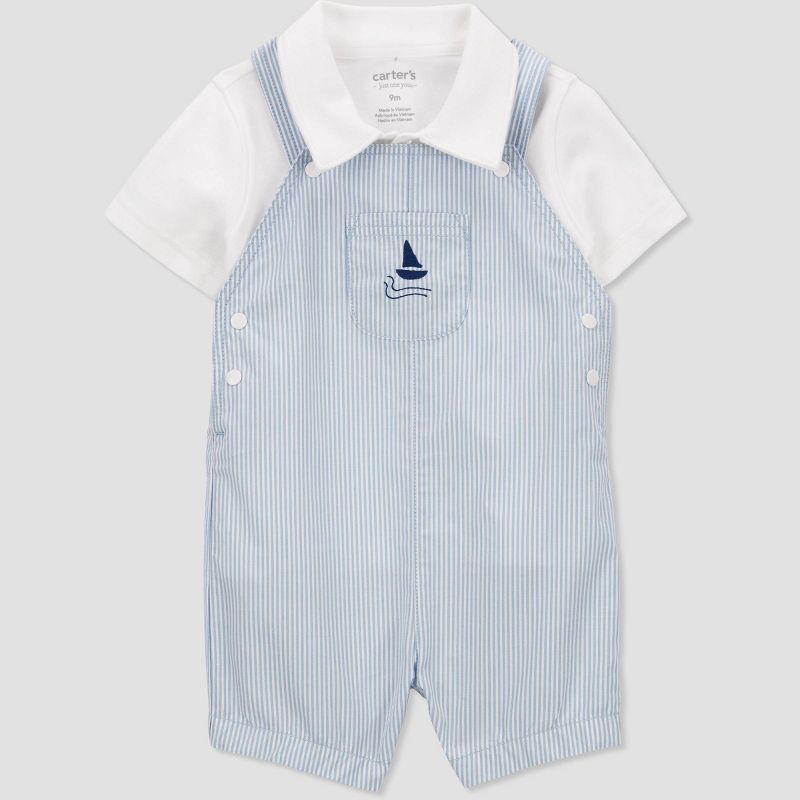 Carter's Just One You® Baby Boys' Striped Sailboat Overalls - Blue | Target