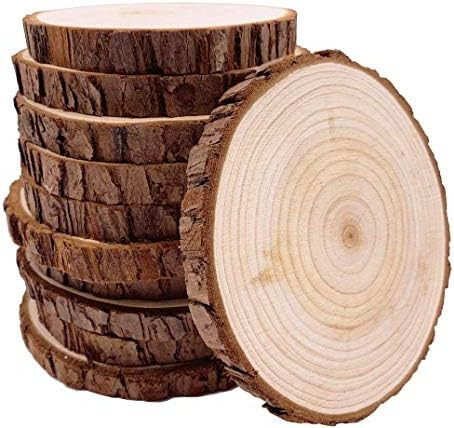 Unfinished Natural with Tree Bark Wood Slices 10 Pcs 4.2-4.7 inch Disc Coasters Wood Coaster Piec... | Amazon (US)