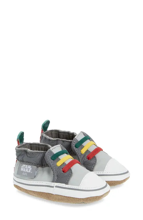 Robeez® Boba Fett™ Crib Shoe in Grey at Nordstrom, Size 12-18 Months | Nordstrom