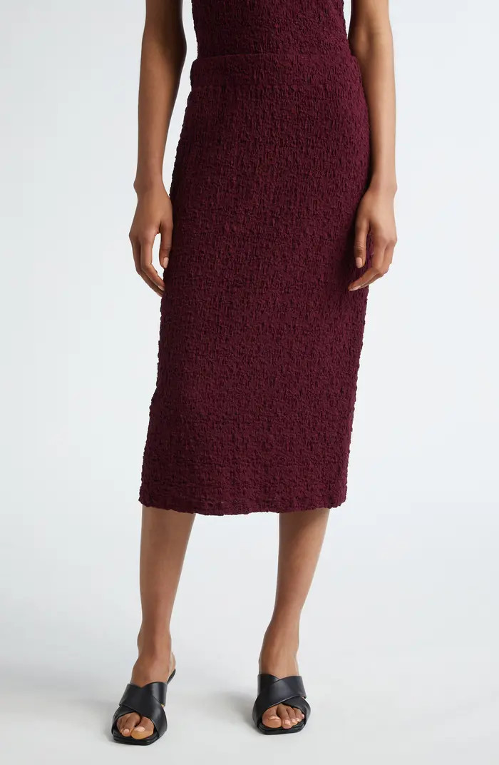 Smocked Cotton Blend Midi Skirt | Nordstrom