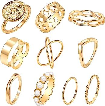 Gold Knuckle Rings Set for Women Girls ,Vintage Stackable Rings,FAXHION 6-10PCS Midi Rings,Bohemi... | Amazon (US)