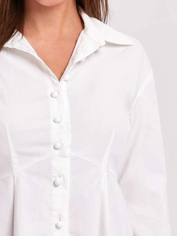 SHEIN Drop Shoulder Button Front Shirt Dress | SHEIN
