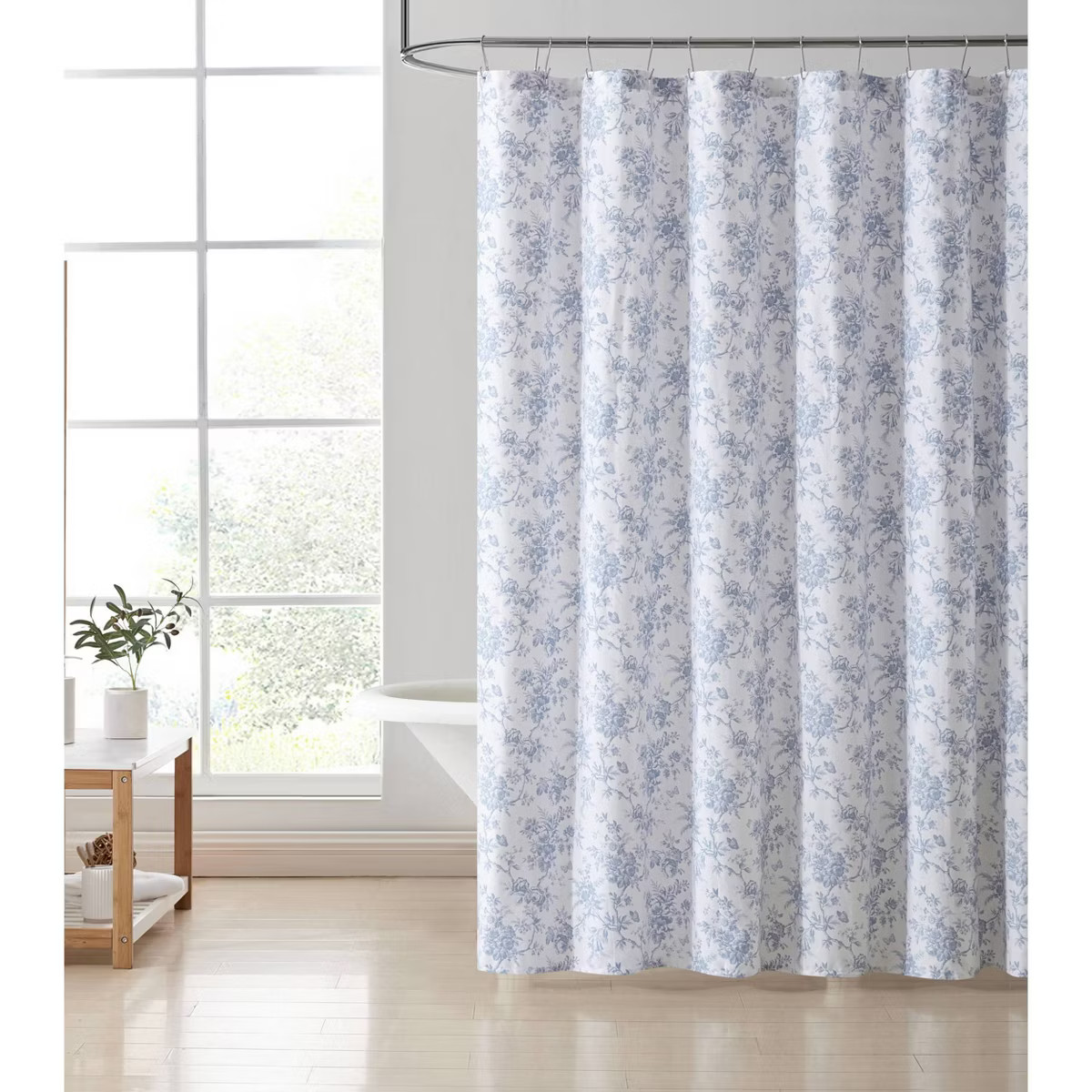 Walled Garden Shower Curtain Blue - Laura Ashley: 100% Cotton, Botanical Twill, Machine Washable,... | Target