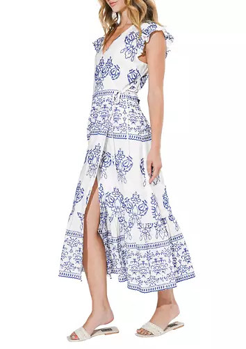Women's Carmella Embroidered Wrap Midi Dress | Belk