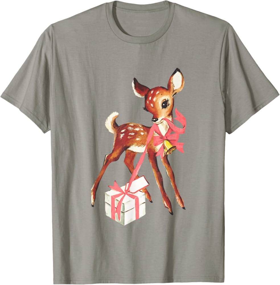 Retro Vintage Reindeer Pink Christmas Baby Deer Cottagecore T-Shirt | Amazon (US)
