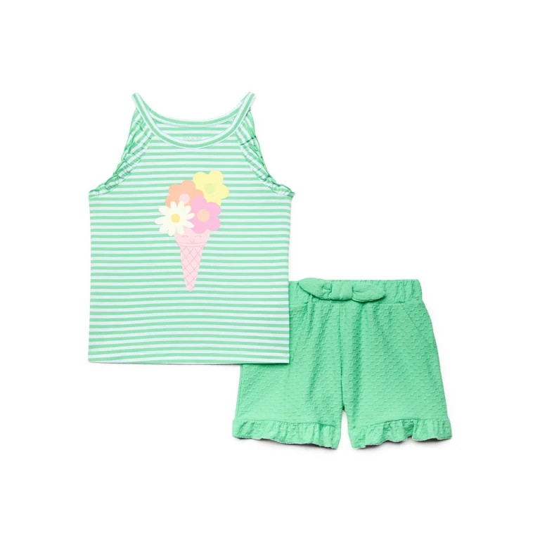365 Kids by Garanimals Girls Ruffle Tank Top and Shorts Set, 2-Piece, Sizes 4-10 | Walmart (US)