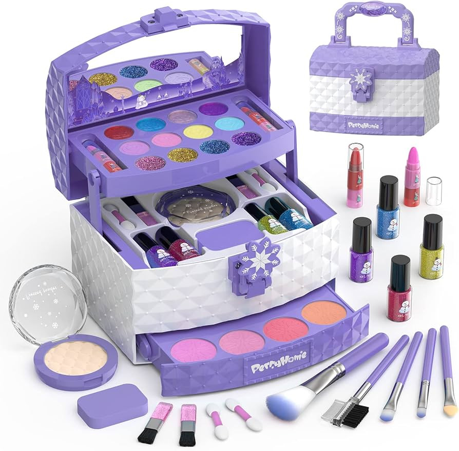 PERRYHOME Kids Makeup Kit for Girl 35 Pcs Washable Real Cosmetic, Safe & Non-Toxic Little Girl Ma... | Amazon (US)