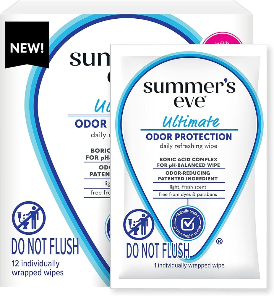 Summer's Eve, Ultimate Odor Control, Daily Feminine Wipes with Boric Acid, Removes Odor, On-the-g... | Amazon (US)