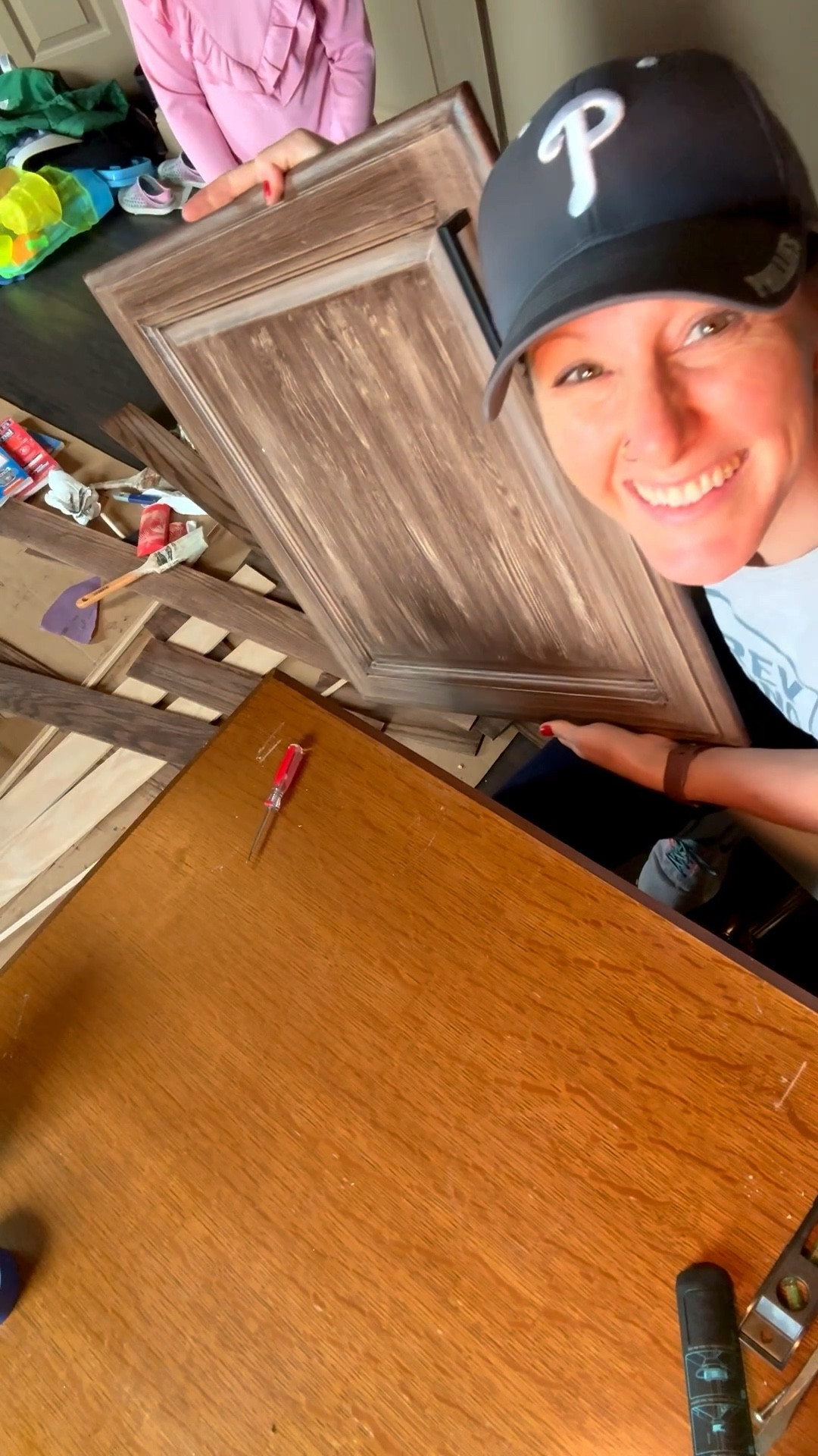 The kitchen island project is progressing! Thanks to my lovely drill set from Dewalt, I’m getting some drawer and cabinet door pulls placed. I’m loving the liquid wood 🪵 finish with Varathane gel stain in Hickory!  

#LTKdayinmylife #LTKmomlife #LTKHome