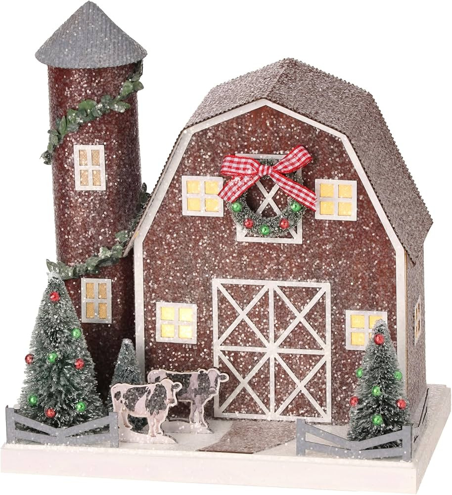 Regency International LED Battery/Timer Cardboard Barn/Farm 10-inch, Holiday Multicolor, Tabletop... | Amazon (US)