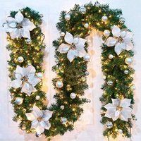 Tinor - Christmas Garland with led Lights,270cm 40 led Warm White Artificial Christmas Tree Garland  | ManoMano UK