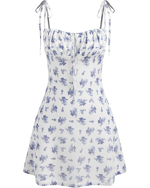 CIDER Floral Dress for Women Summer Mini Dress Sundresses Sleeveless Scoop Neck Sun Dresses A-Lin... | Amazon (US)