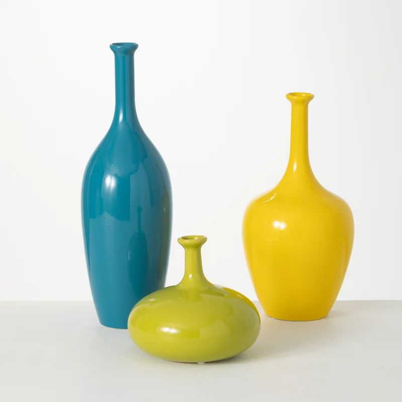 Mcnulty Citrus Glazed Slim Neck Ceramic Vases | Wayfair Professional