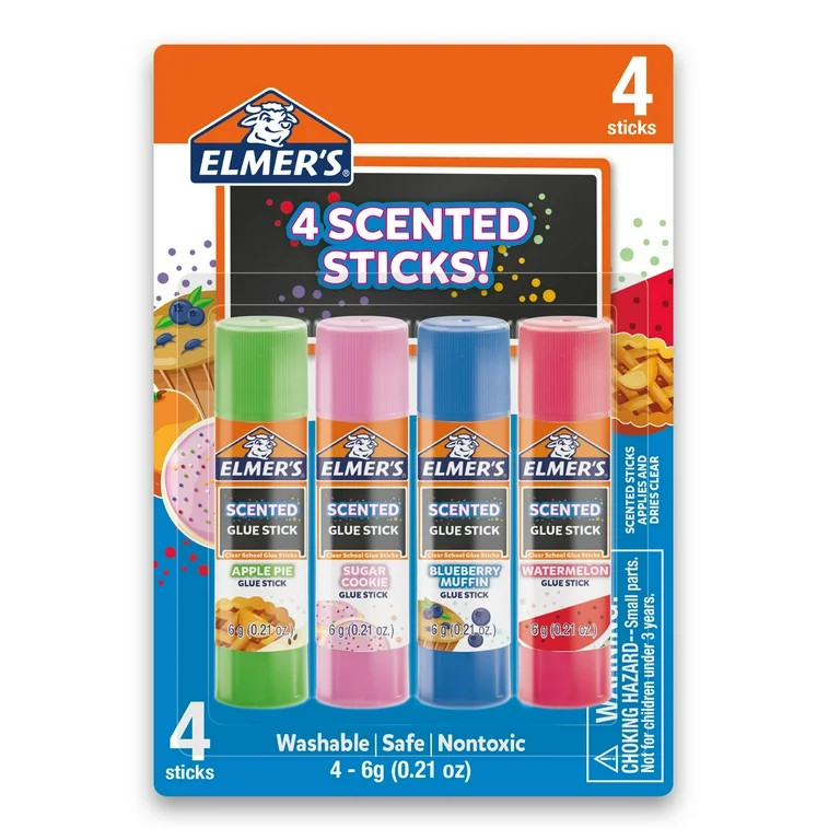 Elmer’s Scented Clear Glue Sticks, Safe and Nontoxic, Assorted Scents, 4 Count | Walmart (US)