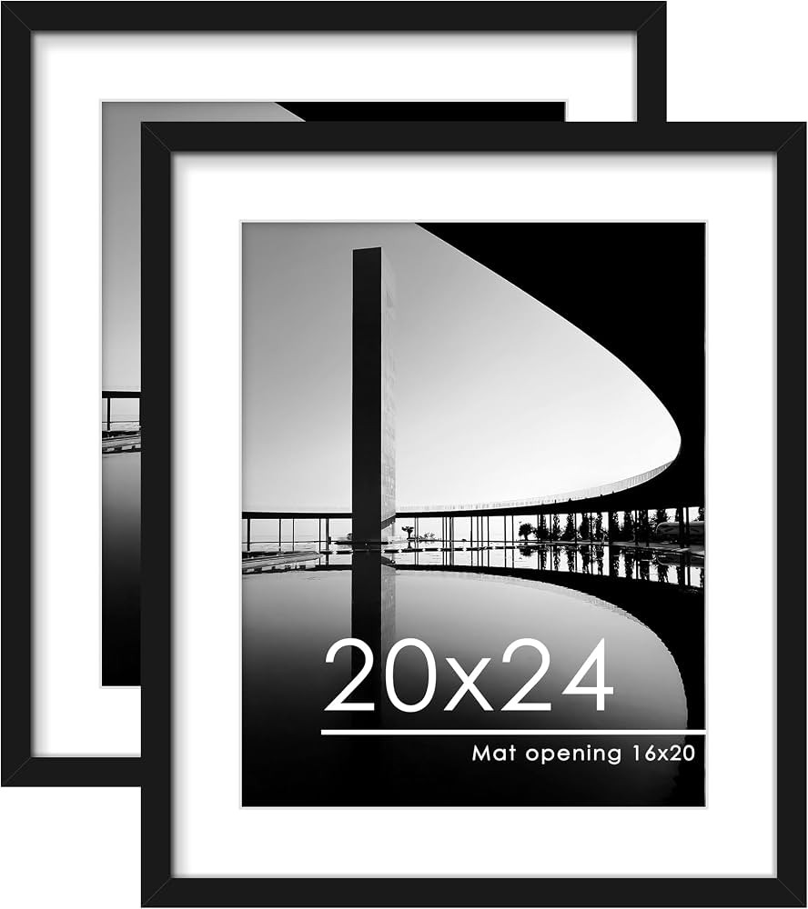 PEALSN 20x24 Picture Frame Set of 2, Display Pictures 16 x 20 with Mat or 20 x 24 without Mat for... | Amazon (US)