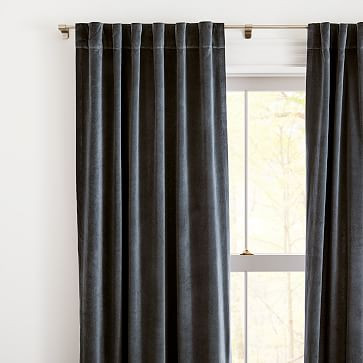 Cotton Velvet Curtain - Stormy Blue | West Elm (US)