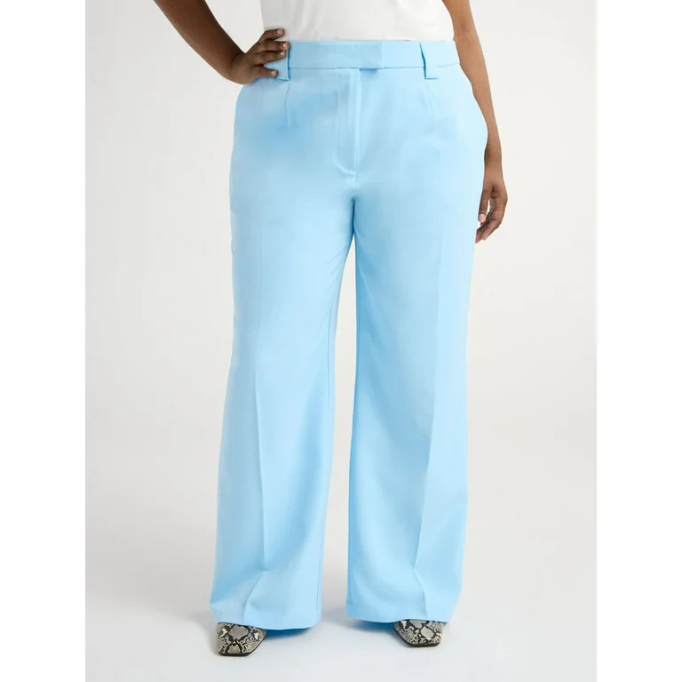 Scoop Women’s and Women's Plus Ultimate Crepe Wide Leg Trousers, 32.5" Inseam, Sizes 0-28W | Walmart (US)