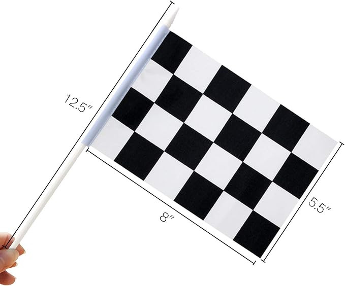 Novelty Place 8"x5.5" Checkered Black and White Racing Stick Flag - Plastic Stick - Decorations f... | Amazon (US)