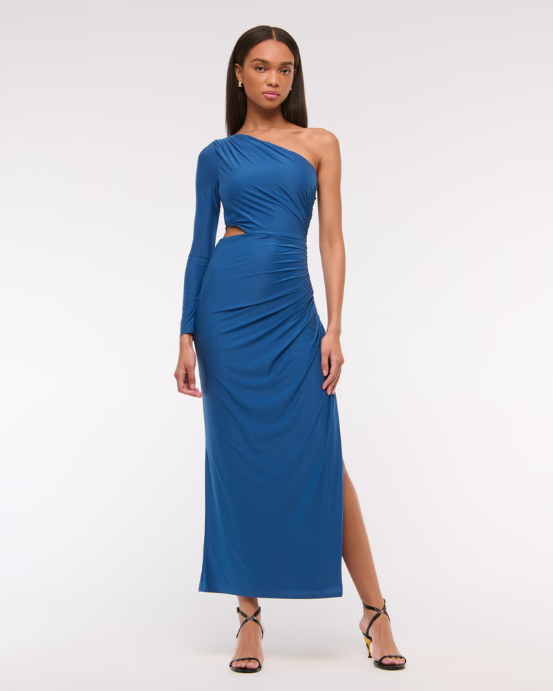 One-Shoulder Draped Maxi Dress | Abercrombie & Fitch (US)
