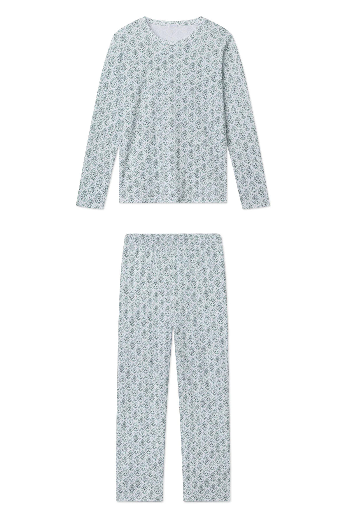 Pima Crew Long-Long Set in Topiary Medallions | Lake Pajamas