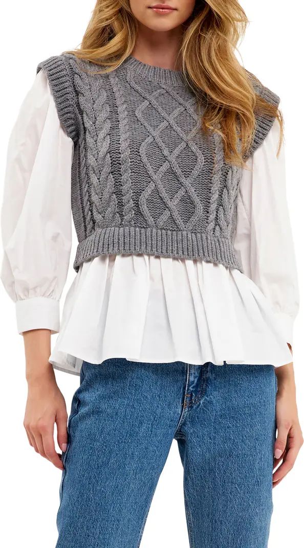 English Factory Mixed Media Cable Sweater | Nordstrom | Nordstrom