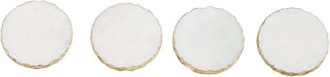 Mud Pie Foiled Coaster Set, White/Gold | Amazon (US)