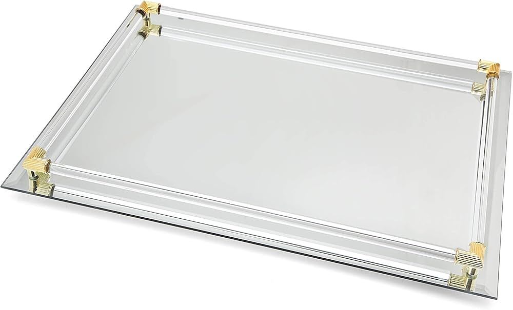 Mirrored Serving Tray Size Large,12" x 16", Gold | Amazon (US)