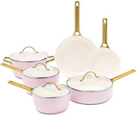 GreenPan Pavoda Ceramic Nonstick Cookware Pots and Pans Set, 10 Piece, Blush Pink | Amazon (US)