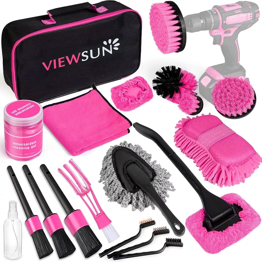 vioview Pink Car Cleaning Kit, Detailing Kit Interior Cleaner with