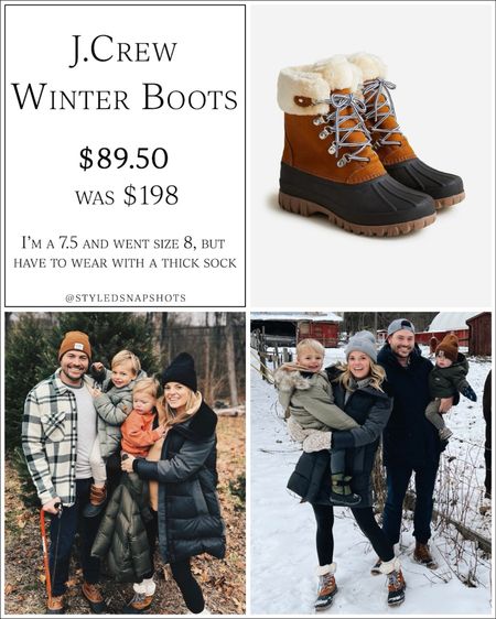 My Jcrew Sherpa winter boots are over 50% off!! I’m usually a 7.5 and went size 8, but have to wear with a thick sock // my jacket is old Canada goose 

women’s winter boots 

#LTKfindsunder100 #LTKshoecrush #LTKSeasonal