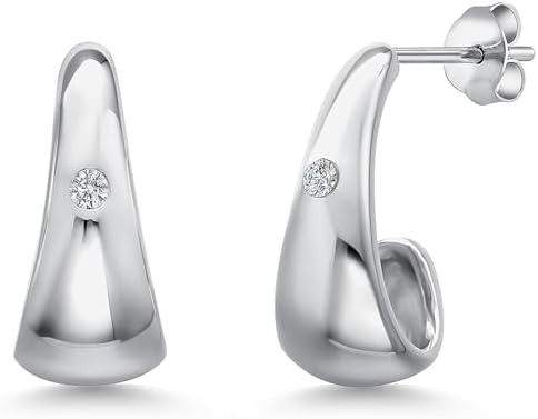 Gem Stone King 925 Sterling Silver White Lab Grown Diamond Teardrop Chunky Hoop Earrings | 19X8MM... | Amazon (US)