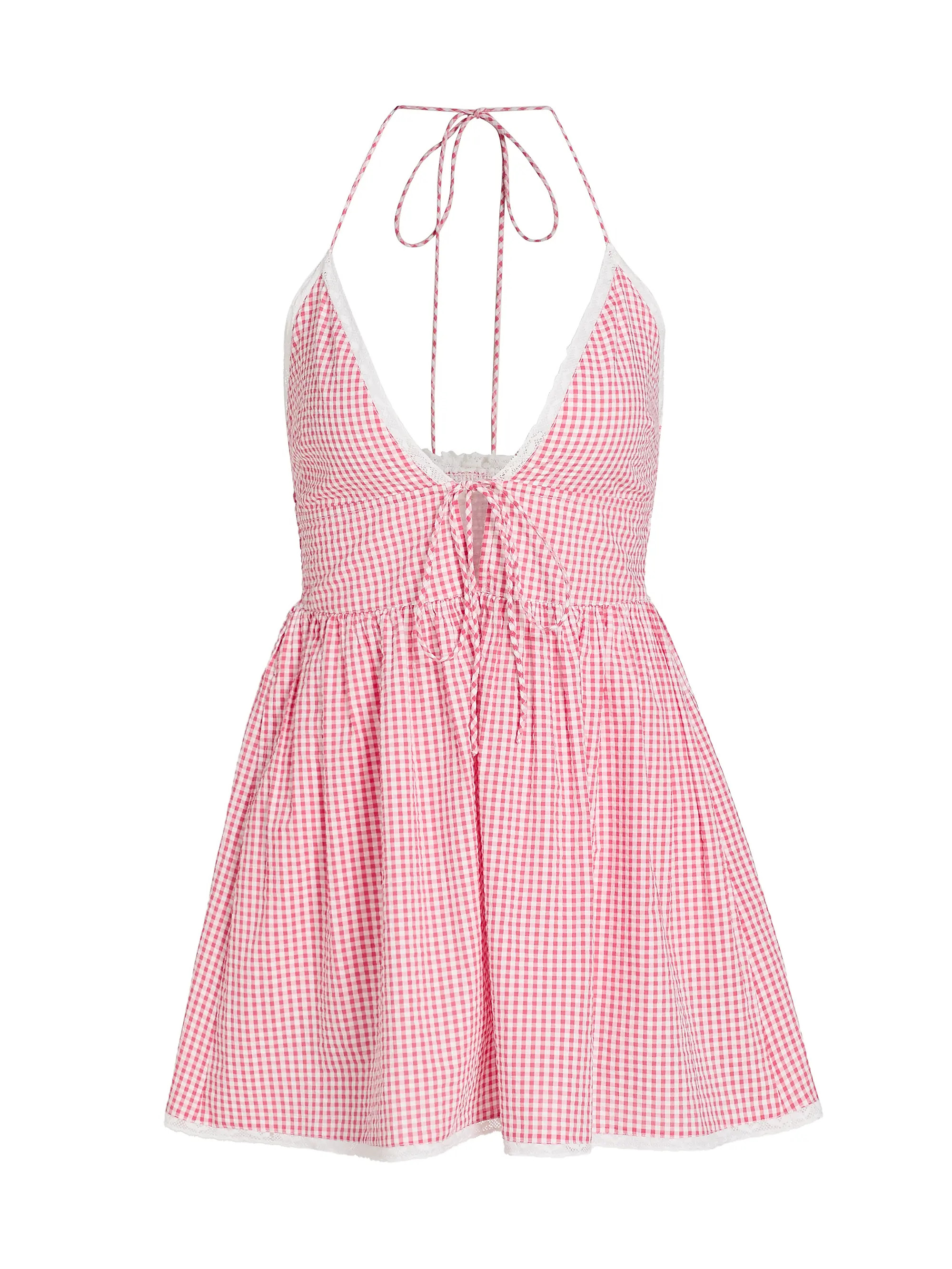 Khloe Gingham Cotton Minidress | Saks Fifth Avenue