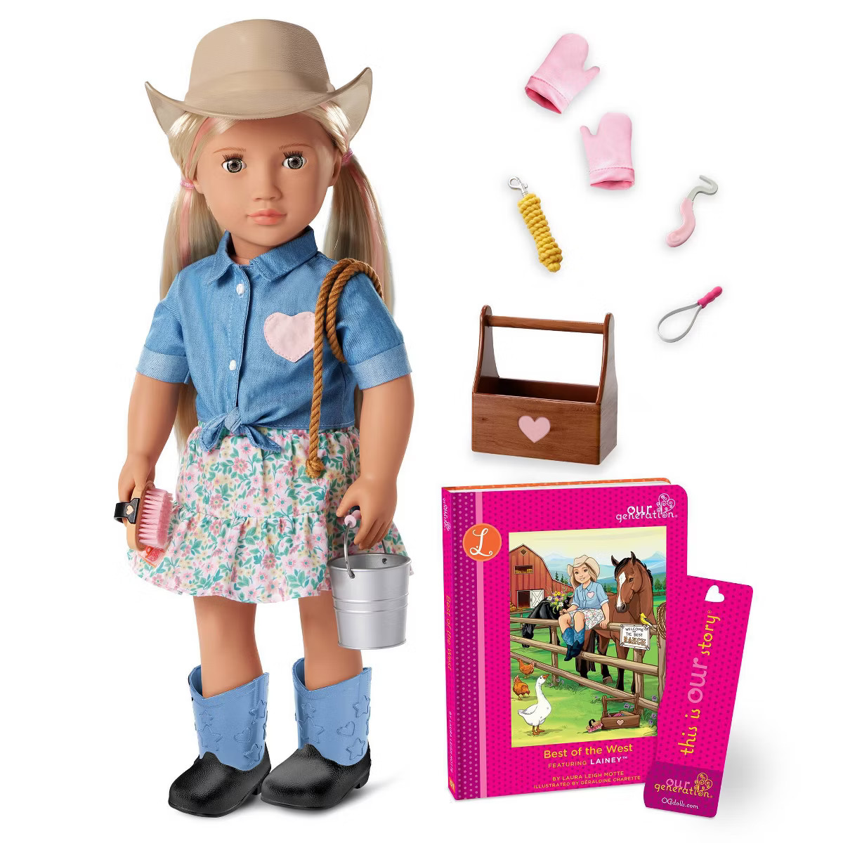 Our Generation Lainey Posable 18" Cowgirl Doll with Horse Accessories and Storybook | Target
