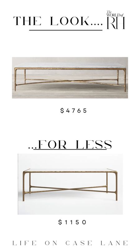  
The look for less, save or splurge, rh dupe, furniture dupe, dupes, designer dupes, coffee table dupes, marble coffee table, brass and marble coffee table, rh marble coffee table dupe, home decor, living room decor 