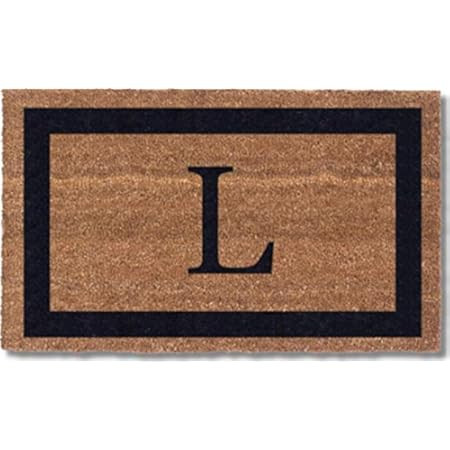The Lakeside Collection Bordered Monogram Estate Coir Door Mat - Black and Gold A | Amazon (US)