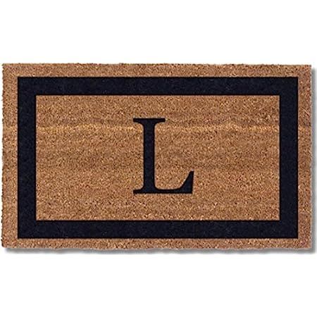 The Lakeside Collection Bordered Monogram Estate Coir Door Mat - Black and Gold A | Amazon (US)