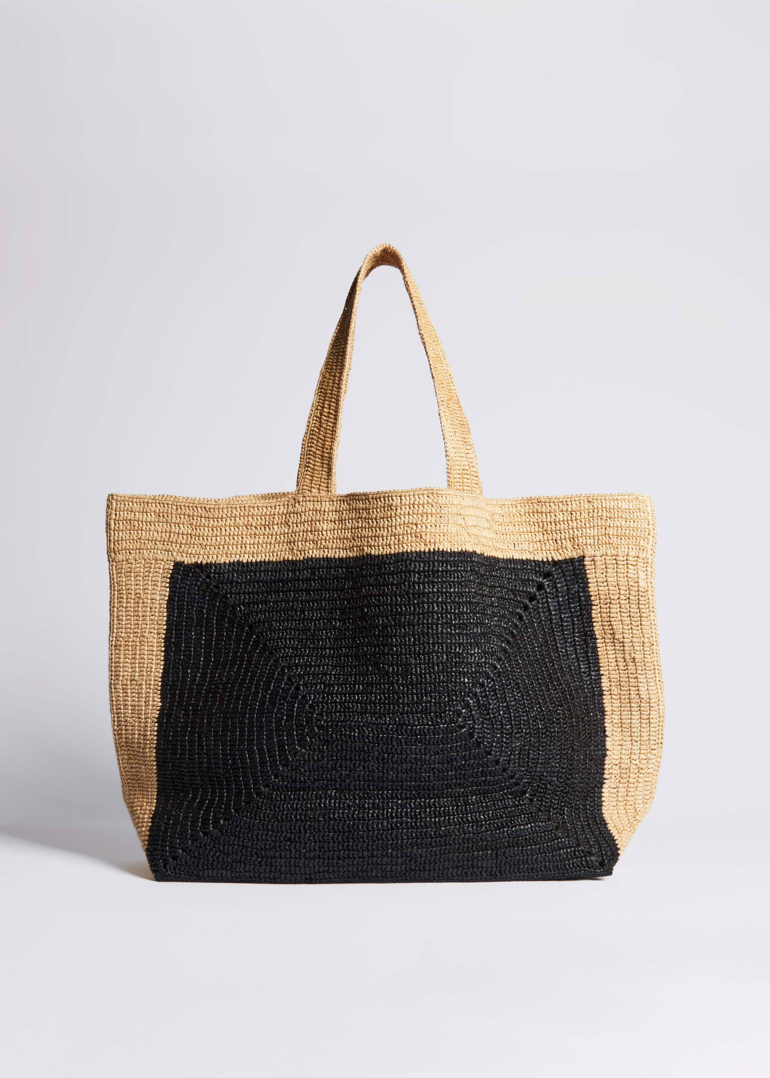 Women's Black Large Soft Raffia Tote | ME+EM | ME+EM Global (Excluding US)