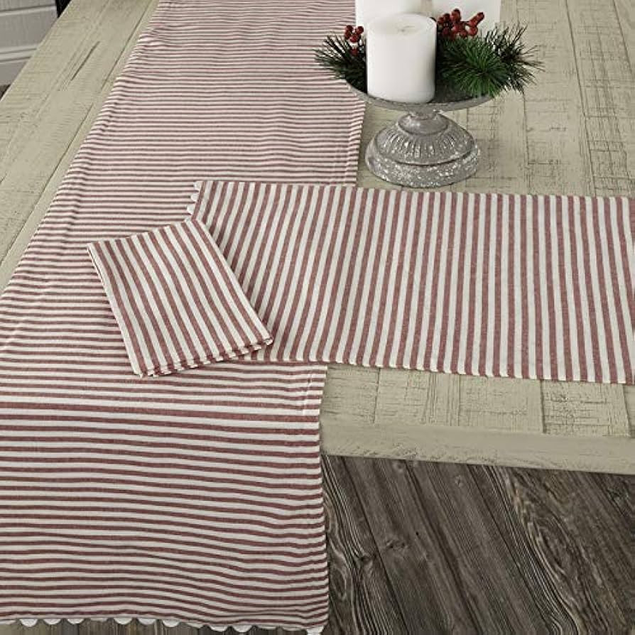 Piper Classics Farmhouse Ticking Stripe Red Placemat, Set of 4, 12x18 | Amazon (US)