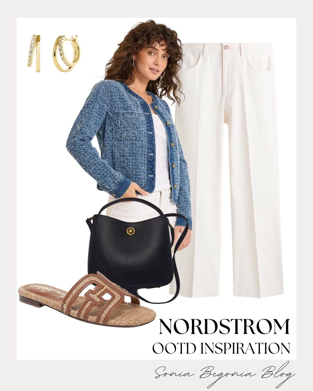 Obsessed with the effortless, chic style of this textured denim jacket from Nordstrom! Pairing it with crisp white wide-leg trousers and woven slides creates the ultimate smart-casual look that is perfect for a breezy spring afternoon. 💙✨

Complete the look with a classic black shoulder bag and sparkling gold huggie earrings for a touch of everyday luxury. It’s the perfect casual-chic uniform! 👖👜

#nordstromfinds #casualchic #springootd #denimjacket #widelegpants #everydaystyle #smartcasual

#LTKootd