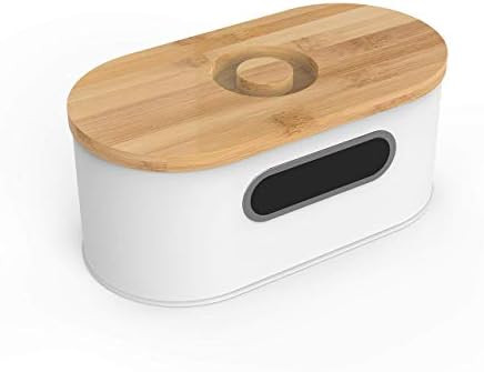 PS ILVU Compact-Small White Bread Bin (13(H) x 34(W) x 18(D) cm), Space Saving, Bamboo Cutting Bo... | Amazon (UK)