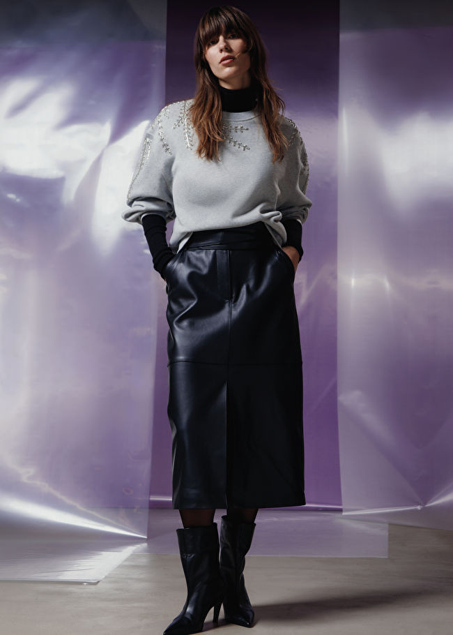 Lederrock mit Paperbag-Bund und Gürtel | & Other Stories (DE + FR)