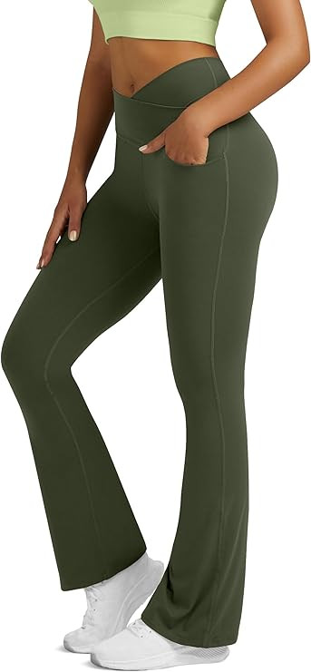 Flare Leggings for Women Yoga Pants with Pockets High Waisted Crossover Flare Leggings Bootcut Ca... | Amazon (US)